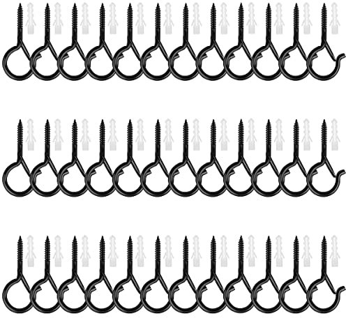 FIBOUND 36 Pcs Gancio a Soffitto viti a Occhiello Ganci a Vite in Acciaio Inox - Ganci Q-Hanger Neri,per Lampade a Sospensione, Piante, Montaggio a Parete, Soffitto