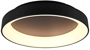 lightling LED Deckenleuchte Gabriel, Metall schwarz, dimmbar, Lichtfarbe verstellbar, Fernbedienung, Nachtlicht, Memory Funktion, inkl. 1 x 48 Watt LED, Durchmesser: 60 cm, Höhe 12 cm