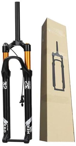 PHOCCO Forcella per MTB da 27,5 cm, asse passante 15 x 110 mm, tubo dritto/conico, forcella di sospensione pneumatica da 100 mm, forcella anteriore con blocco remoto da viaggio (colore: tubo dritto,