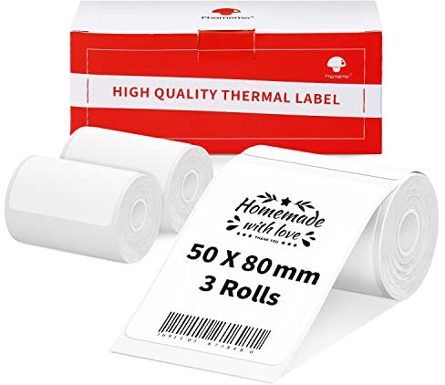 3 Rollen Phomemo M120/M110 Etiketten, 1.97x 3.15 (50 x 80 mm) Thermoetikettenpapier für Phomemo M120/M110/M200/M220 Etikettendrucker, Thermoetikett, Weißes Thermopapier, 100 Etiketten/Rolle