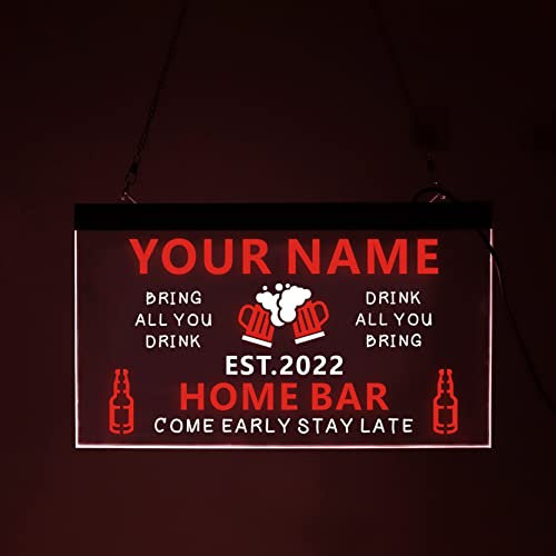 soulglass Hausbar Anhänger Leuchtreklame Acryl Neonlicht Schilder Ihr Name Datum Gravierte LED Neon Hausbar Schild Benutzerdefinierter Name Leuchtreklamen Für Wanddekoration