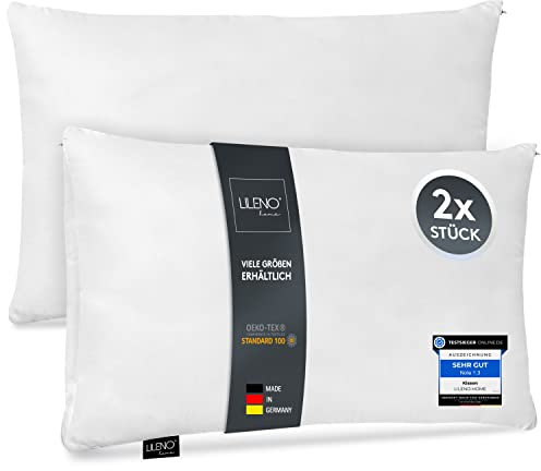 LILENO HOME Microfaser Kissen 50x70 cm [2er Set] bis 95 Grad waschbar mit Reißverschluss - Kopfkissen 50x70 cm als Kissen-Füllung für Bett oder als Deko-Kissen - Sofa-Kissen & Zier-Kissen