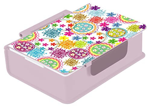 ODAWA Lonchera abstracta giratoria de flores con contenedor apilable Bento para adultos y niños