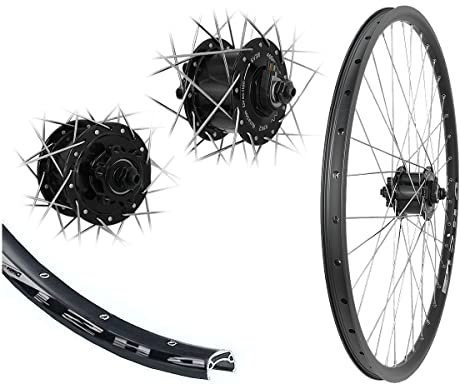 Bärwinkels 26/27,5/28 Zoll DH21 Hohlkammerfelge Disc schwarz Nabendynamo 3 in 1 für 6-Loch Bremsscheibe zum Wählen (26 Zoll/schwarz-Silber)