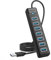 ORICO Hub USB 3.0, 7 Puertos USB Hub con Alargador USB 100cm y Puerto de alimentación 5V/3A, 5Gbps Hub USB Multiples para Laptop, MacBook Pro/Mini, Surface Pro, PS 4, HDD móvil