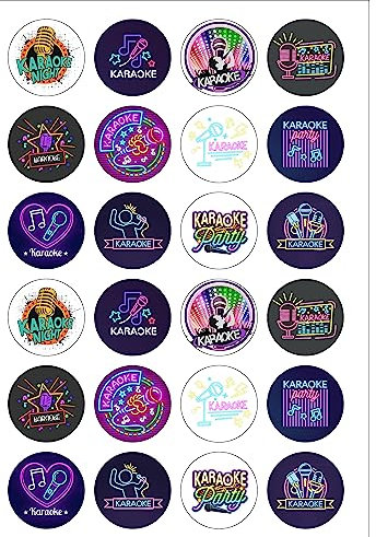 24 Precut Karaoke Themed Edible Wafer Paper Cake Toppers Decorations