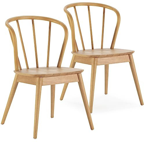 HOMN LIVING Pack 2 sillas Brisa Color Roble, Madera Maciza, 47 cm (Ancho) 59 cm (Profundo) 83 cm (Alto)