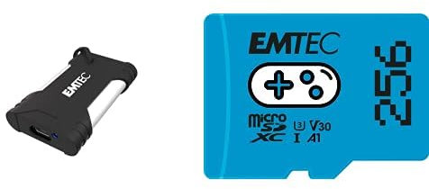EMTEC - Pack Gaming : Disque SSD Externe X210G 2 to + Carte Mémoire microSD 256GB - Pack De 2