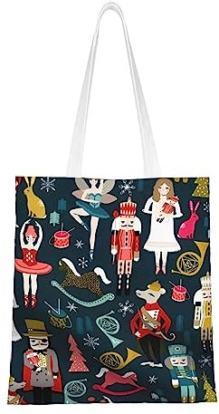 EVANEM Canvas Tote Bag For Woman Women'S Nutcracker Xmas Dance Shoulder Handbags Reusable Grocery Bags Purse Shopping Bag