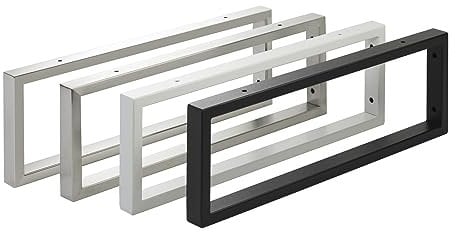 2 pièces Console de lavabo WK500 rectangulaire noir mat, support de lavabo en acier, console murale avec porte-serviettes