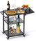 inkmin Chariot de salle à manger d'extérieur à trois couches en acier inoxydable pour four à pizza, barbecue, support commercial multifonctionnel pour la préparation des aliments, table de travail
