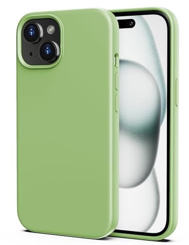 TIIXXA Silicone Case for iPhone 15 Case,Soft Ultra Slim Protective Shockproof Liquid Silicone Phone Case, Anti-Scratch Microfiber Lining, 6.1 Mint Green