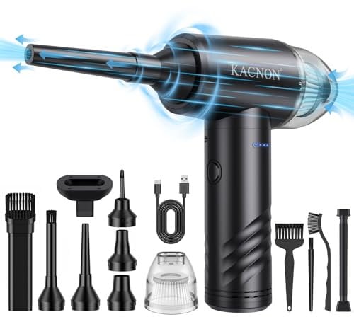 KACNON 3 in 1 Computer Vacuum Cleaner, 3-Gear Compressed Air Duster Blower, 9Kpa Suction pc Cleaning kit, 110000RPM Air Duster Cleaner for PC, Laptop, Keyboard,Electronics