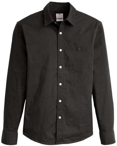 Levi's Men's Long-Sleeve Battery Housemark Slim Button Down Shirt, Jet Black, S