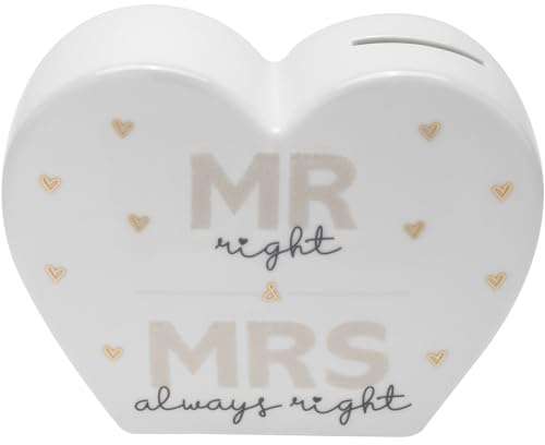 Spardose Motiv Mr & Mrs: Figürliche Spardose in Herzform