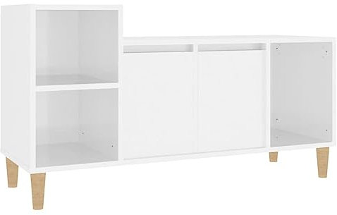 QZZCED Mueble para TV, mueble de TV, mueble de TV, color blanco brillante, 100 x 35 x 55 cm, material de madera para salón, dormitorio, dispositivo de entretenimiento