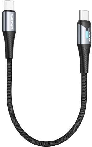 BLACKSYNCZE Cable USB C a USB C Corto 0.5M, 60W PD 3A Cable USB C Carga Rápida Nylon Cable Tipo C para iPhone 15 Pro Max/15 Pro, MacBook Air/Pro, Pad Pro, Samsung Galaxy S24 S23, Huawei, Google Pixel