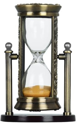 RUMIUSE Sanduhren, geprägte 3-Minuten-Sanduhr mit goldenem Sand, Vintage-Bronze, rotierende Sanduhr, antikes Reloj De Arena, Gravur, Metall-Stundenglas für Kinder, Geschenk, Schreibtisch, Büro,