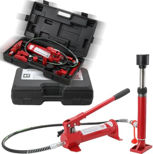 CDZHLTG 4 Ton Hydraulic Porta Power Hydraulic Car Jack Spreader Body Frame Repair Kit for Automotive, Garage with 3.9 ft/1.2 m Oil Hose Lift Ram Portable, Red