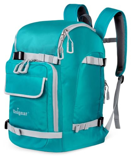 Unigear Skischuhtasche mit Helmfach und Rucksackgurten, Skirucksack Skischuhrucksack mit Helmtasche, Skitasche Siksack für Skistiefel, Schlittschuhe, Snowboard, Inline-Skates (Rot)