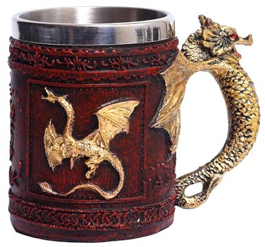 3D Stainless Steel Skull Mug, Viking Drinking Mug, Medieval Dragon Beer Mug, Retro Wolves Mug, Gothic Skull Coffee Mug, Skull Decoration for Rum Coffee Drinks, Father's Day Gifts (Style 2)
