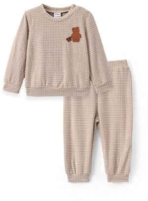 PATPAT Set Neonato, Pigiama Neonato - Maglia a Maniche Lunghe e Pantaloni, Pigiama Bambino Invernale, Pigiama Bambina, Vestiti Neonato Maschio, Regalo Neonato Maschio, Pigiama Pile Bambino 3-24 mesi