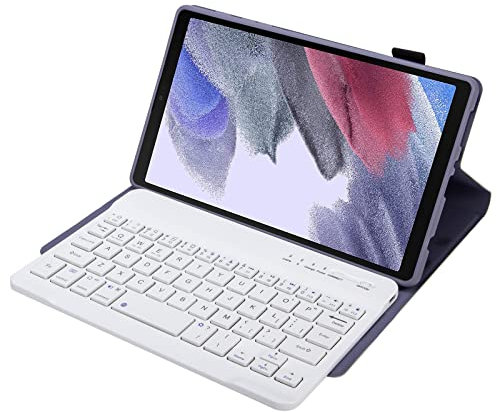 Bueuwe Keyboard Case for Samsung Galaxy Tab A7 Lite 8.7 2021 (SM-T220/T227U) with S Pen Holder, 3 Viewing Angles Folio Leather Cover + Wireless Keyboard Detachable,Purple