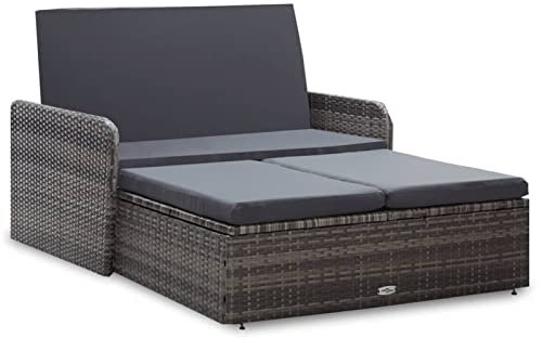 Generisch Gartensofa 2-Sitzer mit Stauraum Rattan Balkonsofa Rattansofa Gartensofa mit Liegefunktion Couch Terrasse Gartenbank Balkoncouch Balkonlounge Kleine Sofagarnitur - Sessel mit
