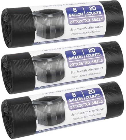 60 Biodegradable Bags for Camping Toilet, Portable Camping Toilet Bucket, Suitable for Adults Outdoor Camping Car, 8 Gallon Bin Liners for 5-8 Gallon Buckets (60 Pieces)