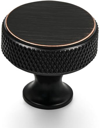 Amerdeco 10 Pack Oil Rubbed Bronze Knurled Cabinet Knobs Kitchen Cabinet Handles for Drawer Dresser, Cupboard and Wardrobe