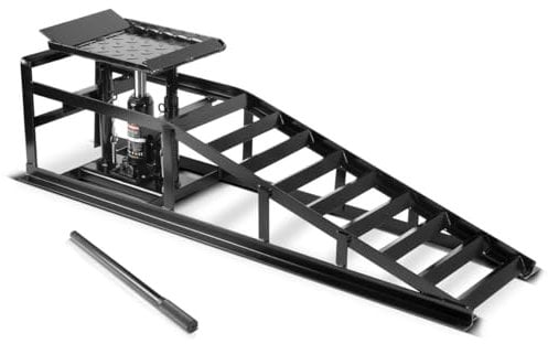 STAHLWERK Hydraulische Auffahrrampe GTH-14 ST mit 5 Tonnen Tragkraft Auffahrbock mit Wagenheber | höhenverstellbare Auto-Rampe | Pkw-Rampe | Kfz-Bock