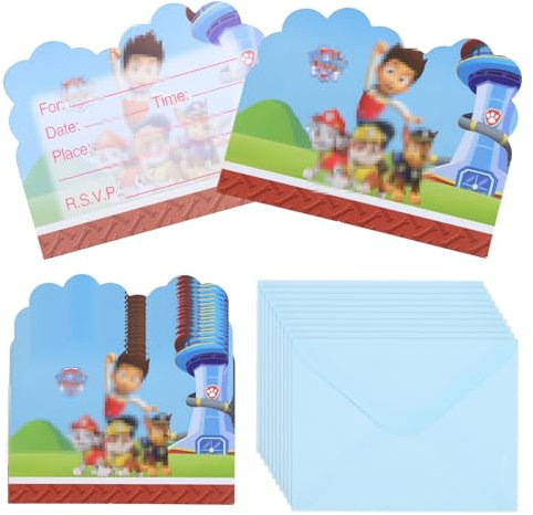 Luclay Party Invitations Kids- 20 Invitation Cards with 20 Envelopes Cartoon Party Invites Children's Birthday Invites Party Favors Supplies Double Sided Invite Card for Boys Girls Baby Shower Party