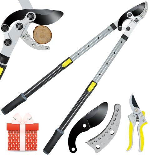 JARDINEER Extendable Loppers for Tree Trimming Heavy Duty, 3PCS Anvil Loppers Shears Set, Telescopic Branch Cutters with 2 Inch Clean Cut Capacity