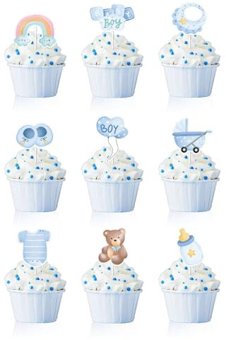 18 Pezzi decorazioni per Torte, Decorazioni per Cupcake, Decorazioni per Dessert, Decorazioni per Bambini, Decorazioni per Baby Shower, Decorazioni Carine per Nascita Compleanno Bimbo Baby Shower