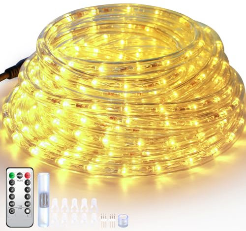 Forever Speed 12M LED Lichterschlauch Außen WarmWeiß mit 6 Modi Helligkeit Dimmbar Timer,432 LEDs Lichtschläuche Schlauch Aussen Wasserfest IP65,Fernbedienung LED Lichterschlauch Weihnachte