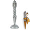 Zauberstab-Würfel, 7-in-1-Zink-Set mit Ledertasche, Metall-Schädel, Dämonen-Design, für Dungeons und Drachen, Silberfarben
