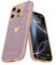 Teageo for iPhone 16 Pro Case with 2 Screen Protector Heart Pattern for Women Girls Luxury Bling Plating Soft TPU Anti-Scratch Shockproof Bumper Phone Case for iPhone 16 Pro, Lavender