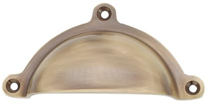Infinity Decor Cottage Semi Circle Solid Brass Cup Pull Handle for Kitchen Cabinet Drawer Cupboard Door Pull 100mm (Antique Brass)