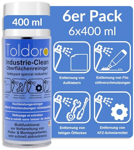 Industriereiniger, Etikettenentferner, Maschinenreiniger, Klebereste Entferner, Klebstoffentferner, Etikettenlöser, Entfetter Spray (6x 400ml)