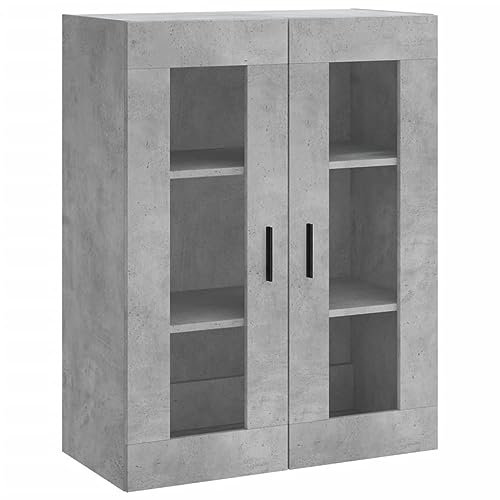 Annlera Armadio pensile in legno da cucina, armadietto sospeso, armadietto da bagno, design elegante, grigio cemento, 69,5 x 34 x 90 cm