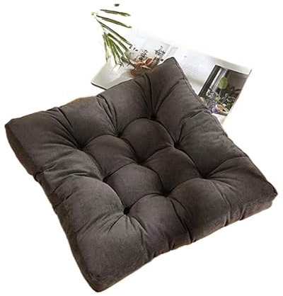 MZSKLW Cord-Sitzkissen, quadratisch, groß, Bodenkissen, Kordsamt, getuftetes Bodenkissen für Erwachsene, Kinder, Stuhlkissen für Zuhause, Büro, Garten (quadratisch, dunkelgrau, 53 x 53 cm)