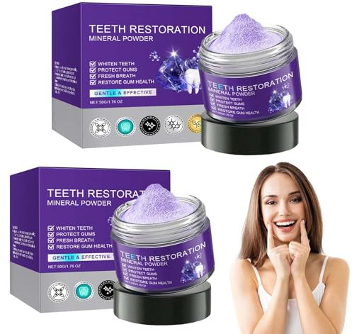 2 Pcs Zahnwiederherstellung Mineralpulver Zahnweiss Pulver Zahnpulver Gegen Verfärbungen, Teeth Whitening Powder Dental Restoration Mineral Powder Effektiv Bei der Stärkung von Zähnen