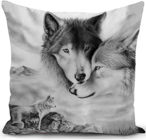 HUASHUZI Kissenbezug 40x40 cm Kissen Wolf deko für sofakissen kissenbezüge dekokissen couchkissen kissenhülle Sofa Schlafzimmer Wohnzimmer Zimmer zierkissen