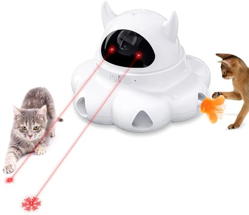 Spessn Interaktives Katzenspielzeug, 2-in-1 Elektrisches Katzenspielzeug, Spielzeug für Katzen USB Aufladbar für Intelligenzspielzeug Kätzchen/Hunde, Geeignet für Katzen jeden Alters