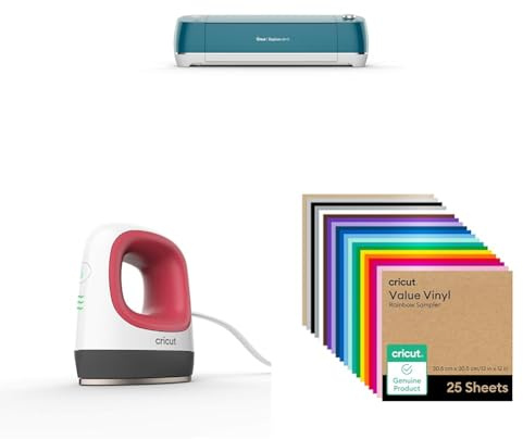Cricut Explore Air 2 | Smarte Schneidemaschinen - inklusive Starterpaket | Mit EasyPress Mini und 25 Vinylplatten