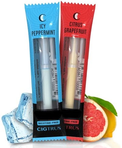 Cigtrus Rauchfreier Luftinhalator, tabakfrei, nikotinfrei und nicht elektrisch, orale Fixierungshilfe, Atemstab, 2 Stück (Grapefruit & ICY Pfefferminz)