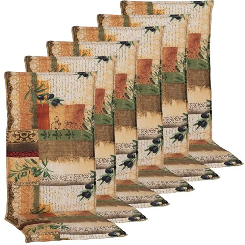 NYVI Hochlehner Auflagen Rio 120x48 cm 6er Set - Antique - Gartenstuhl Sitzauflage mit 5 cm Sitzpolster - Bequem, Robust, Pflegeleicht