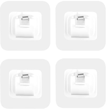 Bojueshaw 4pcs No-Drill Curtain Rod Brackets,Self-AdhesiveAdjustable Hooks,ABS Wall Mounts for Home Bathroom Kitchen(White)