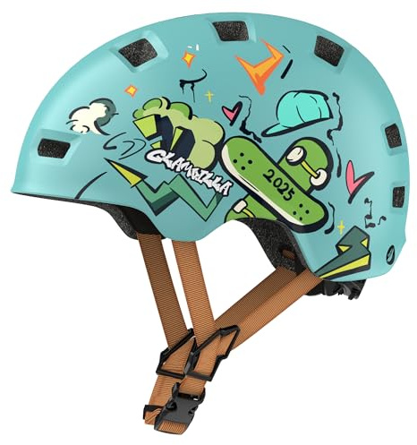 GLAMVILLA Skaterhelm Fahrradhelm Ultraleicht Stadthelm für Kinder/Damen/Herren,Verstellbar Unisex Schutzhelm für Skateboard E-Scooter Roller BMX,Gewicht nur 260g/270/280g Macaron-Farbabstimmung