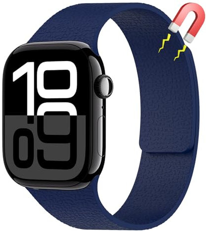 AiiBowy Correa Magnética Compatibles con Apple Watch Pulsera 46mm 45mm 44mm 42mm 49mm, Pulsera Silicona Deportiva para iWatch Ultra 3/2/1 SE 3/2/1 Series 11/10/9/8/7/6/5/4/3/2/1 Azul Medianoche